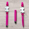 Stylus Pen/Regular Pen - Pink with White Bow