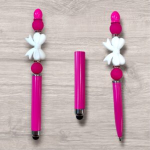 Stylus Pen/Regular Pen - Pink with White Bow