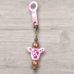Drink Bottle Straw Decoration - Pink Cow
