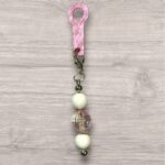 Drink Bottle Straw Decoration - White with Pink Crystal-Like