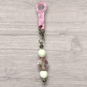 Drink Bottle Straw Decoration - White with Pink Crystal-Like