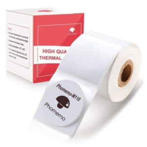 30x30mm Phomemo Pre-Cut direct Thermal Round Label Roll, White, 200 Labels per Roll