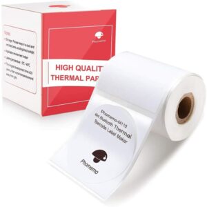 50x50mm Phomemo Pre-Cut Round Thermal Label Roll, White, 140 Labels per Roll