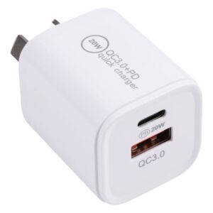 20W PD 3.0/QC 3.0 Fast Charger, NZ/AU Safety Certified, 5V/9V/12V Fast Charging, Up to 3A