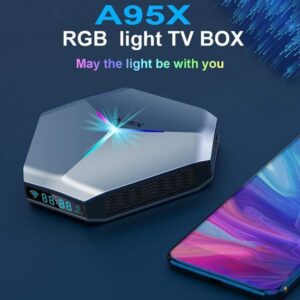 A95X Smart Android 10.0 TV Box, Ambient LED Lights, Voice Remote,4GB RAM + 32GB, HDMI, WiFi, BT