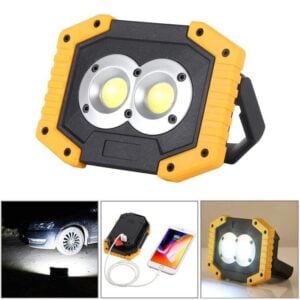 30W Rechargeable Dual COB LED Work Light, Stand, Handle, Powerbank, 2 x 18650 Batteries Included