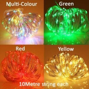 4 PACK - 10 metre Copper wire LED Light String - Waterproof - Battery Powered