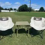 Outdoor Seating Set: Two Moon Chairs and One square Table outdoor, camping