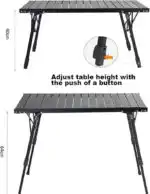 Aluminium Height Adjustable Egg Roll Camping Table – Portable Outdoor Table 89cm - Image 2