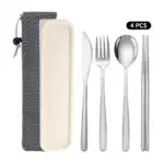 Korean Style Stainless Steel Outdoor Cutlery Set with Storage Box or Bag