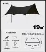 Camping Black-Glue Coating Canopy – Portable Beach & Outdoor Sun Shelter - Image 9
