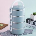 0.7L Insulated Stainless Steel Bento Box with Portable Hide-away Handle - 1,2 or 3 layer - Image 3