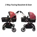 Gold Series 3-in-1 Travel System – Stroller + Bassinet + Capsule and Food Tray - Red/Gold - Image 11