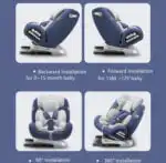 Black 360 Spin Rotating Car Seat with Sun Shade + Footrest and ISOFIX - Image 8