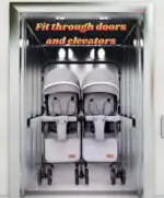 Black 2-Way Folding Compact Double / Twin Stroller + Rain Cover - Image 6