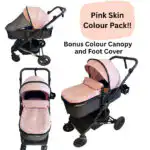 Evolve - 3 in 1 Stroller + Bassinet + i-Size Capsule Car Seat Travel System with Mattress, Food Tray + Pink Skin - Image 13