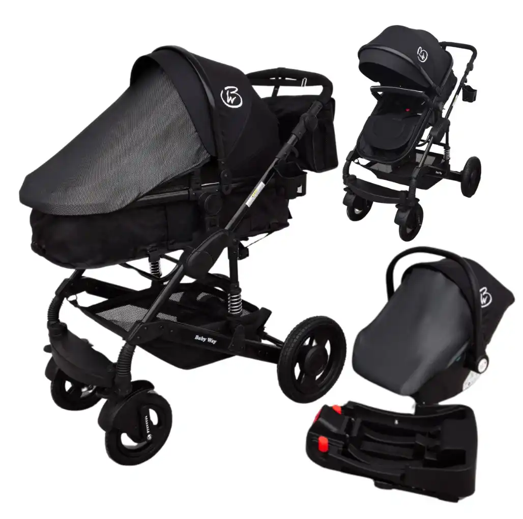 15680861-05D2-45AB-9931-8B1EC8EC38C0 Ultra – 3 in 1 Stroller + Bassinet + Capsule Combo with Sunshade Sets and Food Tray - Black - Image 1