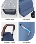 Baby Way Duo Lite - Tandem Double Stroller with Rain Cover - Image 8