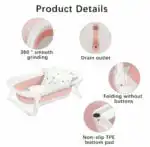 Modern Space-Saving Baby Bathtub with Supportive Pillow and Temperature Reader - Image 10