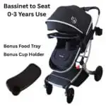 Legacy Travel System - Stroller + Bassinet + Capsule with Mattress and Food Tray - BLACK - Image 7