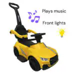 Kids Ride-On Push Race Car with Lights and Music – YELLOW - Image 6