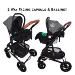 Rover Pro - 3 in 1 Stroller, Bassinet, Capsule Combo with Sunshade Sets and Foodtray - GREY - Image 6