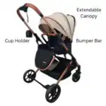 The Flex Beige: 3 in 1 Stroller, Open Bassinet, and Capsule Car Seat Combo with Sunshade Cover Sets - Image 6