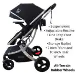Legacy Travel System - Stroller + Bassinet + Capsule with Mattress and Food Tray - Grey Skin - Image 9