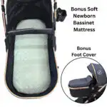 Supra - 3 in 1 Stroller + Bassinet + Capsule Car Seat Combo with Mattress, Food Tray and Grey Skin - Image 12