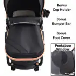 Ultra - 3 in 1 Stroller + Bassinet + Capsule Combo with Sunshade Sets and Food Tray - Black Gold - Image 7