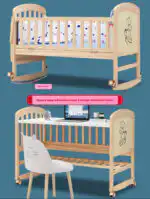 Co-sleeper Wooden Blue Baby Crib Bed + Mattress + Fold out Changing Table + 5-piece bedding - Image 9