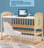 Co-sleeper Baby Bed + Mattress and 5-piece teddy design bedding - Image 8