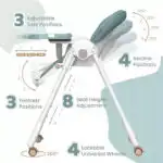 Elevate Adjustable and Folding High Chair with Locking Wheels and Storage Basket - BROWN - Image 7