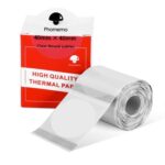 40x40mm Phomemo Pre-Cut Non-Dry Reusable Direct Thermal Round Label Roll, Clear, 180 Labels per Roll