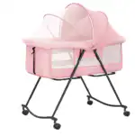 Luna Portable Compact Folding Baby Bassinet with Canopy and Locking Wheels - Image 13