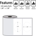 50x50mm Phomemo Pre-Cut Round Thermal Label Roll, White, 140 Labels per Roll - Image 2