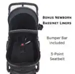 Rover Pro 3-in-1 Stroller, Bassinet, and Capsule Combo with Sunshade Sets + Foodtray - BLACK - Image 10