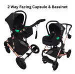 Ultra - 3 in 1 Stroller + Bassinet + Capsule Combo with Sunshade Sets and Food Tray - Black Gold - Image 9