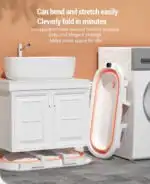 Modern Space-Saving Baby Bathtub with Supportive Pillow and Temperature Reader - Image 12