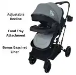 Gold Series 3-in-1 Travel System – Stroller + Bassinet + Capsule and Food Tray - Red/Gold - Image 8