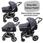 Supra - 3 in 1 Stroller + Bassinet + Capsule Car Seat Combo with Mattress, Food Tray and Grey Skin - Image 11