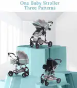 SALE! Multifunctional 3 in 1 Stroller + Bassinet + Capsule and Base - BLACK - Image 9