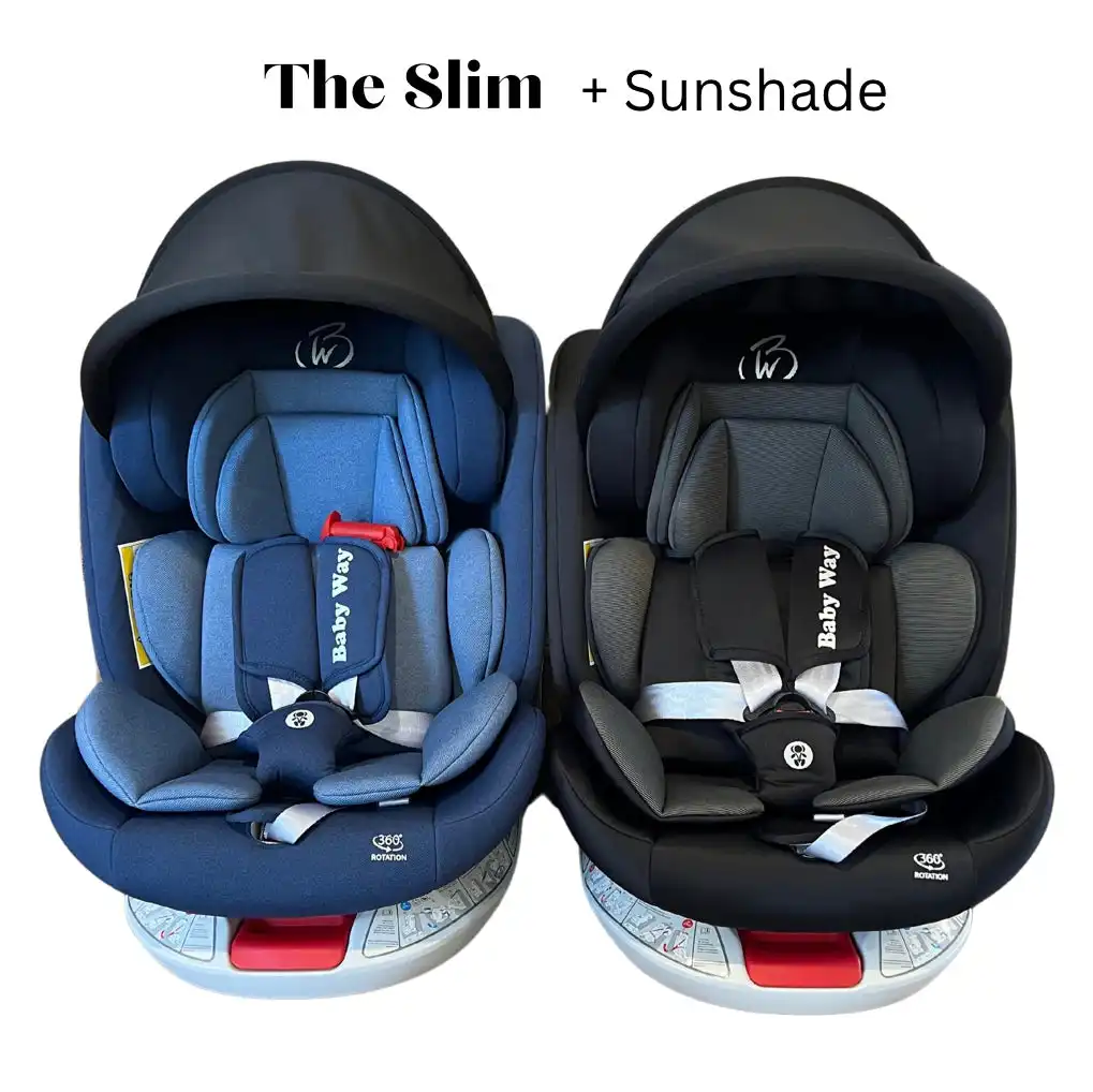 62183454-72DE-4711-9972-769A00C0CAC8 The Slim + Sunshade: 360 Rotation Convertible Car Seat with Double Head & Neck Support - Image 1