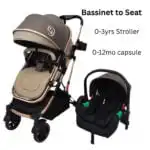Preorder - Gold Series 3 in 1 Travel System - Stroller + Bassinet + Capsule with Food Tray - Beige/Gold - Image 8