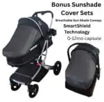 Legacy Travel System - Stroller + Bassinet + Capsule with Mattress and Food Tray - Pink Skin - Image 9