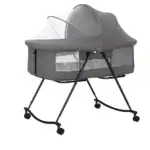 Luna Portable Compact Folding Baby Bassinet with Canopy and Locking Wheels - Image 12