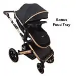 Supra - 3 in 1 Stroller + Bassinet + Capsule Car Seat Combo with Mattress, Food Tray and Grey Skin - Image 9
