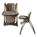 Elevate Adjustable and Folding High Chair with Locking Wheels and Storage Basket - BROWN - Image 11