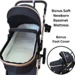 Supra - 3 in 1 Stroller + Bassinet + Capsule Car Seat Combo with Mattress, Food Tray and Beige Skin - Image 13