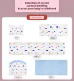 Co-sleeper Wooden Baby Crib Bed + Mattress + Fold out Changing Table + 5-piece bedding - Image 11